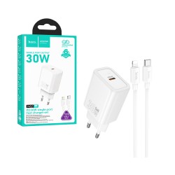 Hoco Charger N62 Gentle PD30W Type-C To Lightning 1m White Hoco Charger N62 Gentle PD30W Type-C To Lightning 1m White